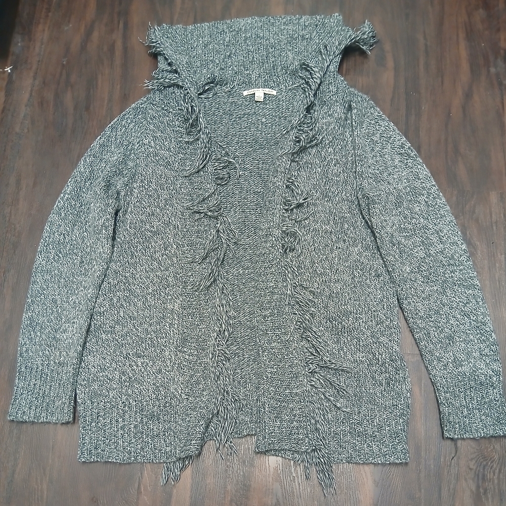 Carolyn Taylor Heather Gray Fringe Cardigan